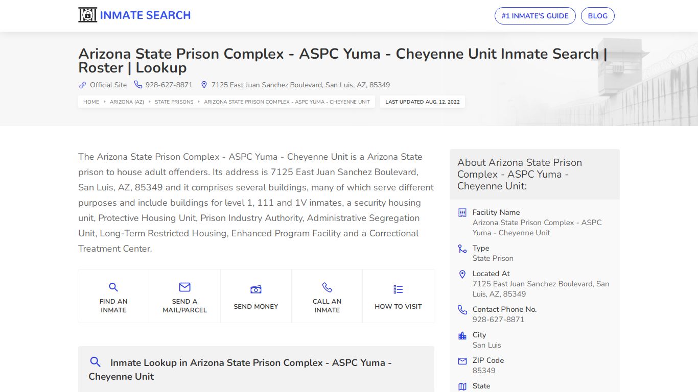 ASPC Yuma - Nationwide Inmate Search | Inmate Lookup