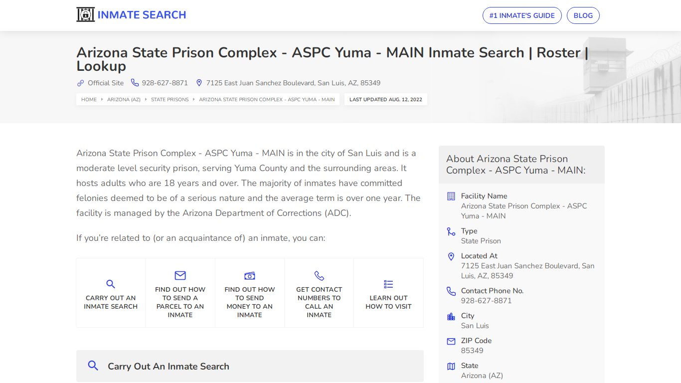 ASPC Yuma - Inmate Search